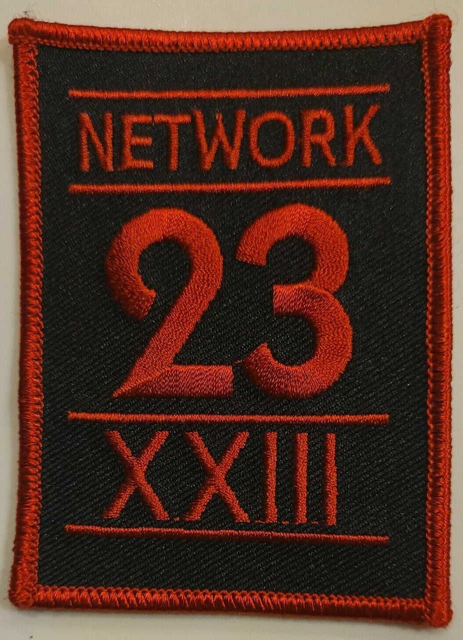 3.5 inches tall, a new Max Headroom "Network 23" embroidered patch. Sew or iron on. New.
 
Please note we will always combine shipping on like items.  Any additional patch or pin will ship for 50 cent per item.  Any additional payment will be reimbursed to your Paypal account.  Thank You.