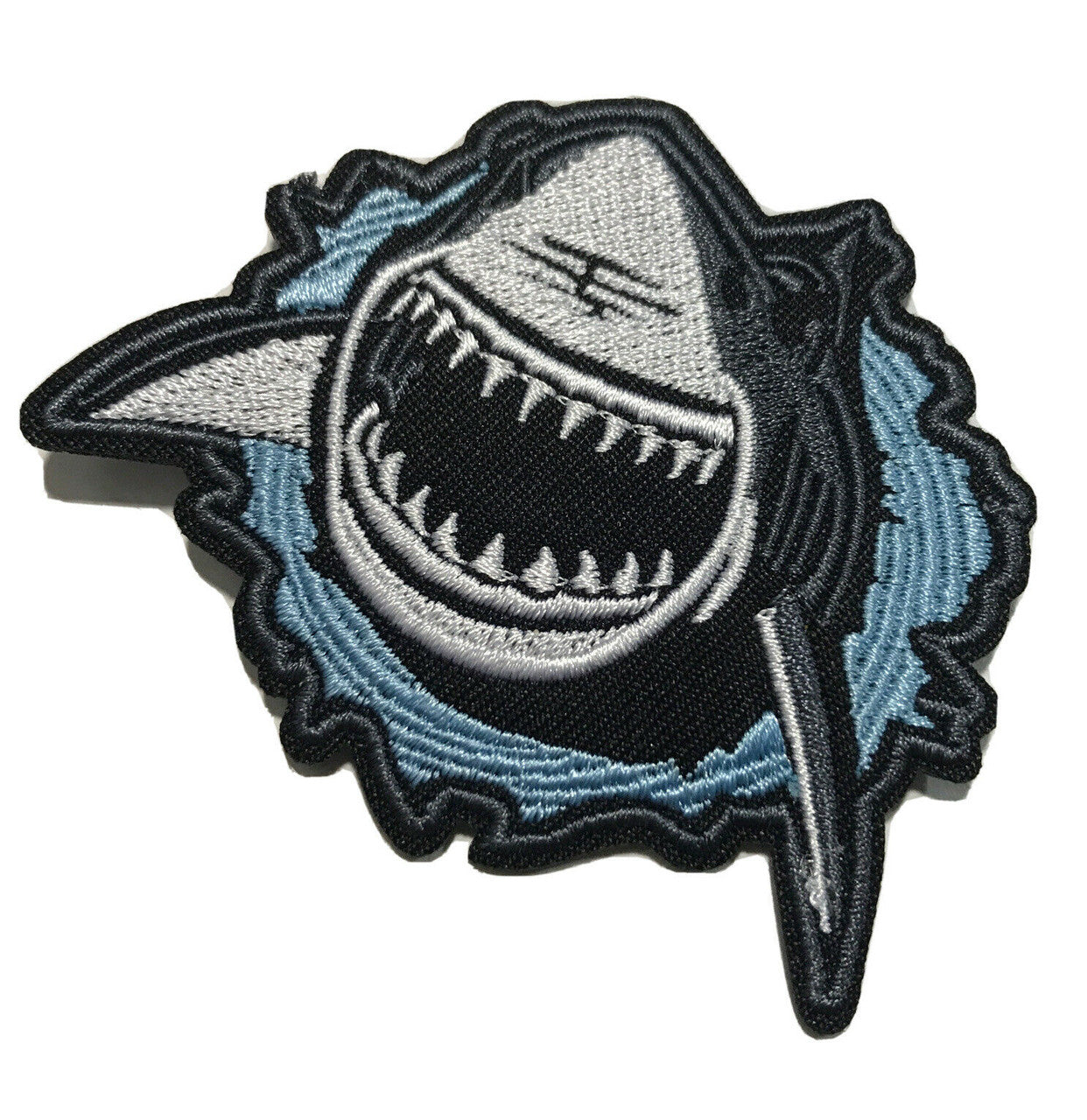 3 inches diameter, a new Jaws "Coming out of the Water" Embroidered Jacket Patch -new  Sew on or Iron on. 
 
Please note we will always combine shipping on like items.  Any additional patch or pin will ship for 50 cent per item.  Any additional payment will be reimbursed to your Paypal account.  Thank You.