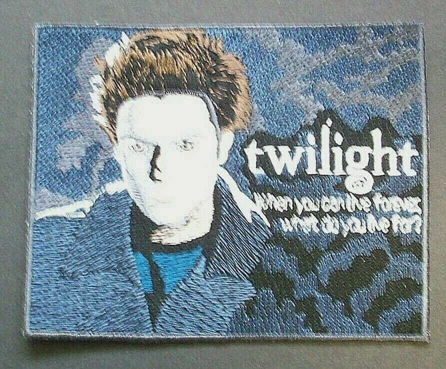 3 1/2" by 4 1/4" long, Twilight "When you can live forever, what do you live for?" EDWARD embroidered patch. Sew on or iron on. New.

Please note we will always combine shipping on like items.  Any additional patch or pin will ship for 50 cent per item.  Any additional payment will be reimbursed to your Paypal account.  Thank You.