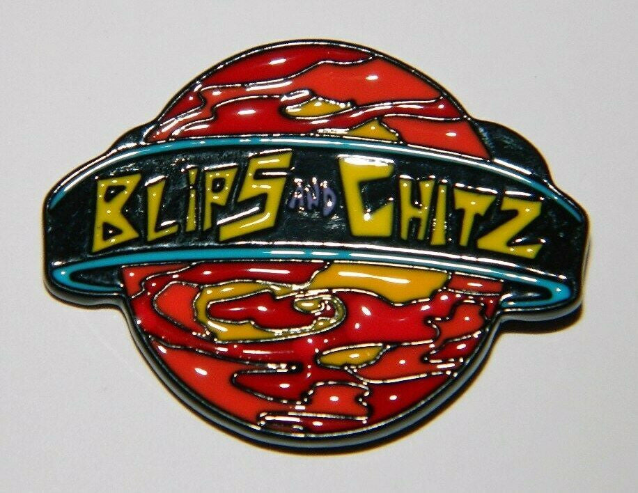 1.  3/8 inches tall, a new Rick and Morty Animated TV Series Blips and Chitz Logo Metal Enamel Pin with clutch back. New.

Please note we will always combine shipping on like items.  Any additional patch or pin will ship for 50 cent per item.  Any additional payment will be reimbursed to your Paypal account.  Thank You.