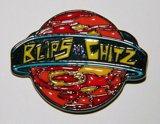 1.  3/8 inches tall, a new Rick and Morty Animated TV Series Blips and Chitz Logo Metal Enamel Pin with clutch back. New.

Please note we will always combine shipping on like items.  Any additional patch or pin will ship for 50 cent per item.  Any additional payment will be reimbursed to your Paypal account.  Thank You.