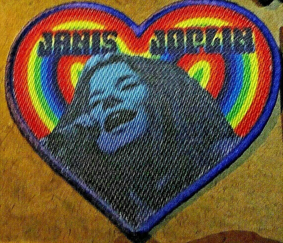 4 inches wide.  a new Janis Joplin "Heart Shaped"  embroidered patch. Sew or iron on.

Please note we will always combine shipping on like items.  Any additional patch or pin will ship for 50 cent per item.  Any additional payment will be reimbursed to your Paypal account.  Thank You.