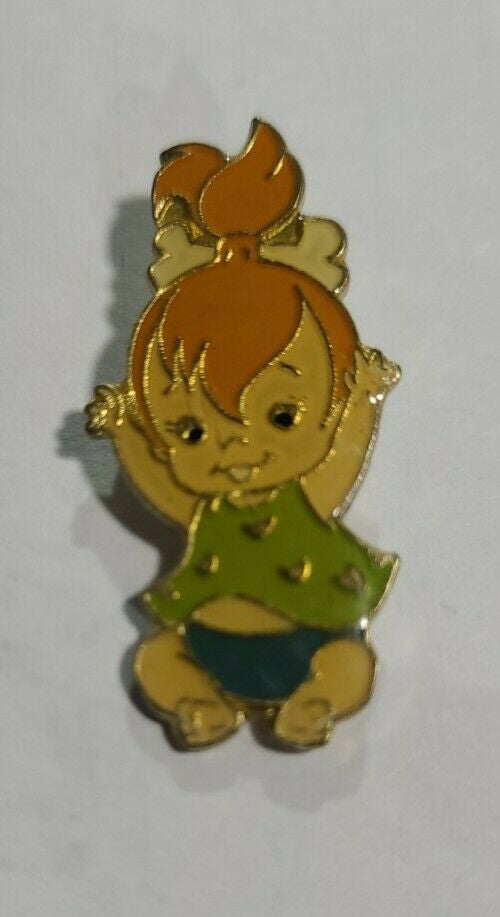 1 1/4 inch tall, a new The Flintstones TV series "Peebles Flintstone"  Enamel Metal Pin with clutch back.

Please note we will always combine shipping on like items.  Any additional patch or pin will ship for 50 cent per item.  Any additional payment will be reimbursed to your Paypal account.  Thank You.