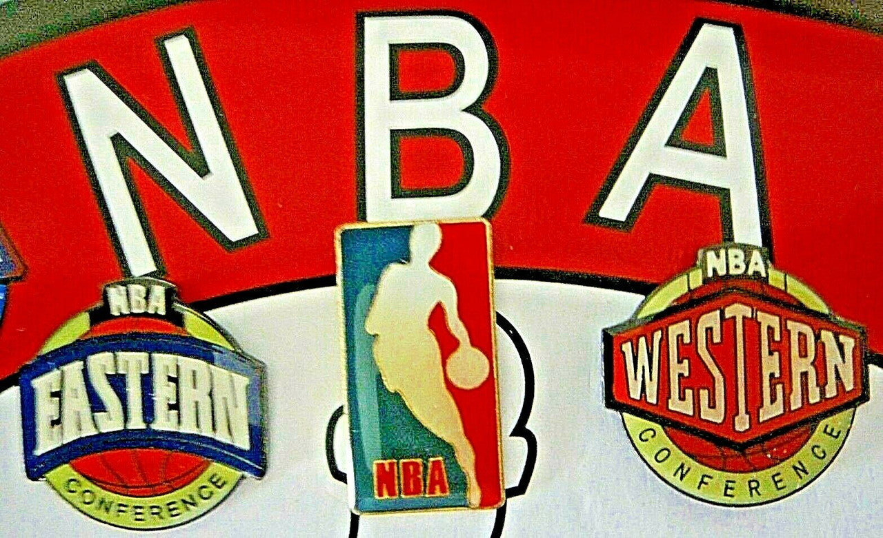 1 to 1. 1/4 inch high,  3 new enamel pin with clutch back.   You will receive a NBA logo, a Eastern Conference and Western Conference Pin.  These pins are great for adding content to autograph memorbilia.  New
3 pins for your high bid.

Please note we will always combine shipping on like items.  Any additional patch or pin will ship for 50 cent per item.  Any additional payment will be reimbursed to your Paypal account.  Thank You.