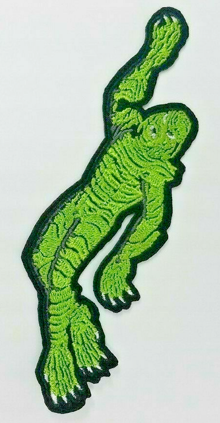 5 inches long, a new The Creature from the Black Lagoon die-cut embroidered jacket patch. Sew on or iron.

Please note we will always combine shipping on like items.  Any additional patch or pin will ship for 50 cent per item.  Any additional payment will be reimbursed to your Paypal account.  Thank You.