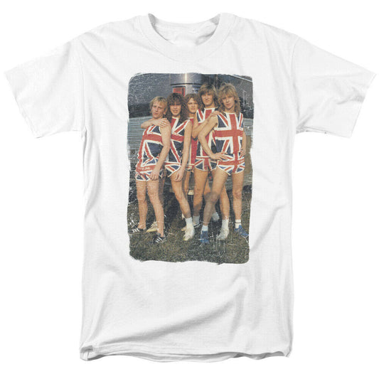 Def Leopard "Union Jack" Band Pose Mens T-Shirt. Available in Sm to 3x -new
100% cotton high quality pre shrunk machine washable t-shirt