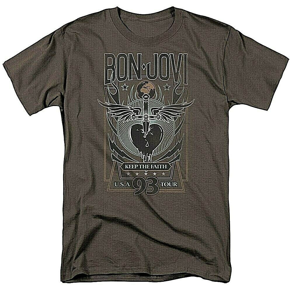 Bon Jovi "Keep the Faith 1993 Tour" Mens Adult T-Shirt New -Available Sm to 3x
100% cotton high quality pre shrunk machine washable t-shirt