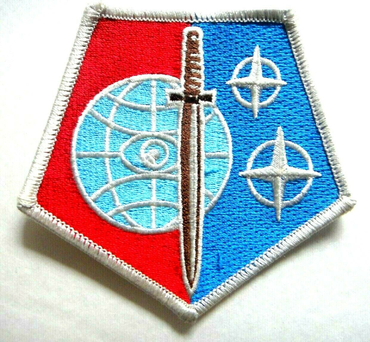 3 3/4 inches wide,  a new Avatar Motion Picture "Sword & Planet Logo" embroidered patch. Sew on or iron on. New.

Please note we will always combine shipping on like items.  Any additional patch or pin will ship for 50 cent per item.  Any additional payment will be reimbursed to your Paypal account.  Thank You.