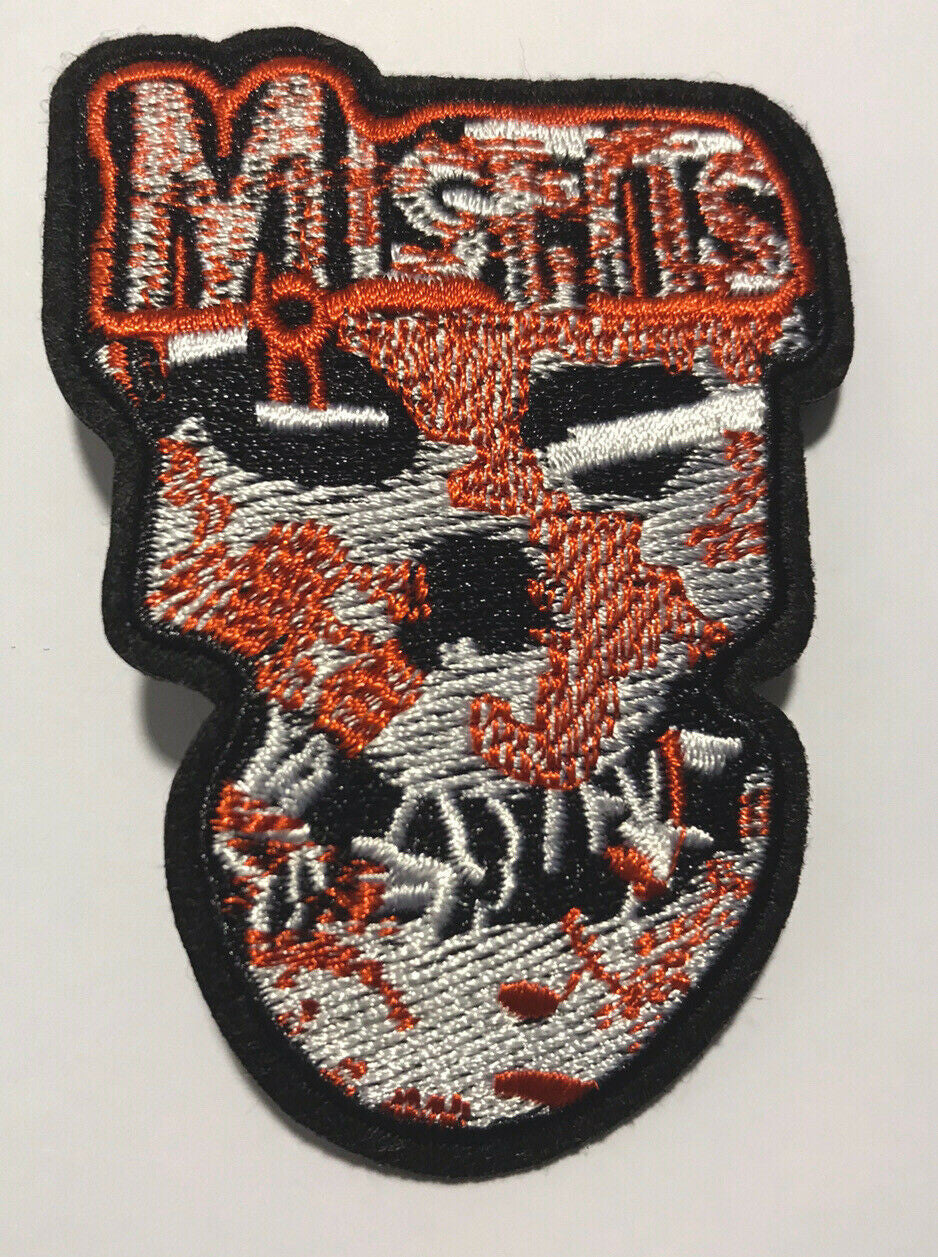 3.25 inches tall, a new Misfits "Fiend" Face Logo embroidered patch -new  Sew on or Iron on. 
 
Please note we will always combine shipping on like items.  Any additional patch or pin will ship for 50 cent per item.  Any additional payment will be reimbursed to your Paypal account.  Thank You.