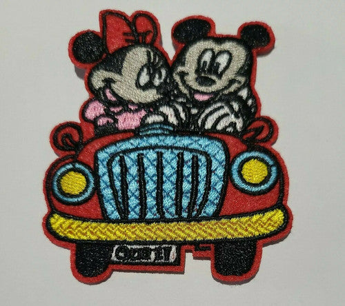 Mickey Mouse & Minnie Mouse "Driving" Embroidered Patch - New