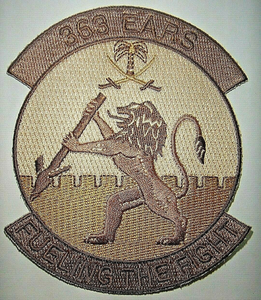 4.25 inches tall, a new 363rd Air Expeditionary Wing (desert)."Fueling The FIght" Embroidered Patch. Sew on only. 
Old stock from our warehouse in Toronto.  Patch is over 10 years old.  This patch does not included glue on the back.

Please note we will always combine shipping on like items.  Any additional patch or pin will ship for 50 cent per item.  Any additional payment will be reimbursed to your Paypal account.  Thank You.