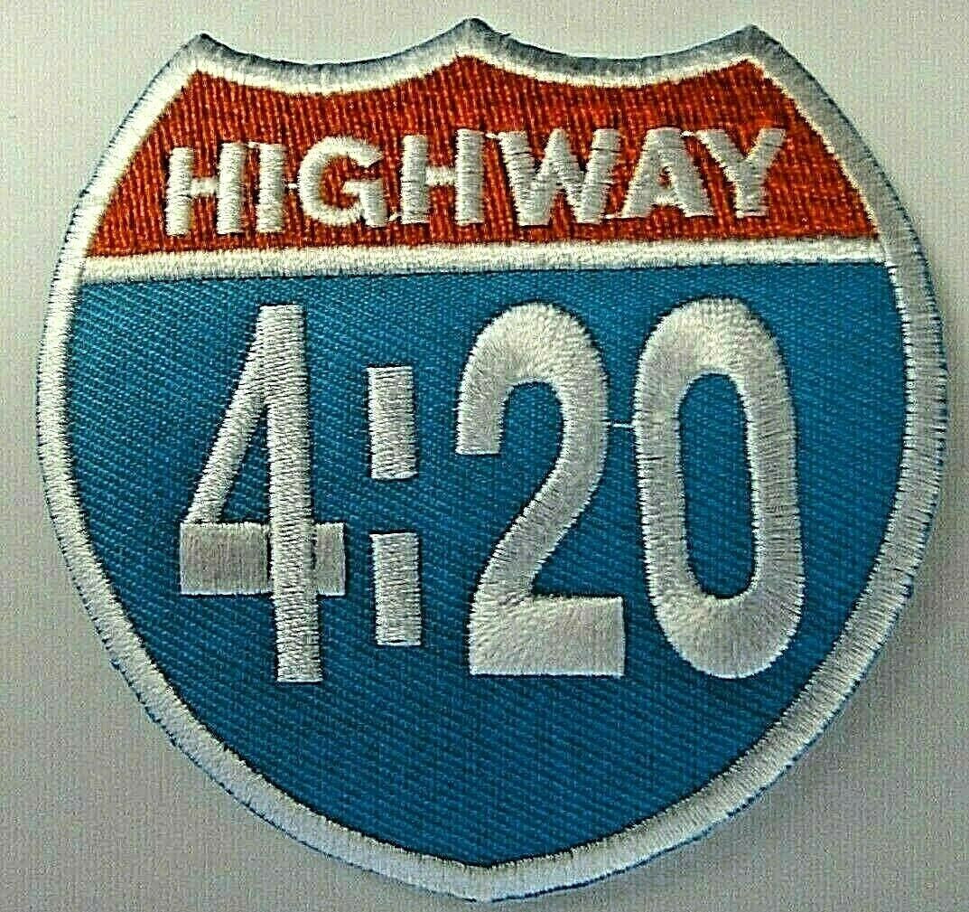 3 inches wide, a new Highway 4:20 Road Sign "Weed Day" embroidered patch. Sew on or iron on. New.

Please note we will always combine shipping on like items.  Any additional patch or pin will ship for 50 cent per item.  Any additional payment will be reimbursed to your Paypal account.  Thank You.