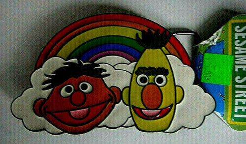 Sesame Street "Ernie and Burt" Enamel Metal Belt Buckle -new