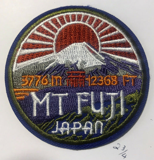 2 3/4 inches diameter, a new Mt. Fugi, Japan "3776M or 12368 ft Tall" Embroidered Jacket Patch -new  Sew on or Iron on. 
 
Please note we will always combine shipping on like items.  Any additional patch or pin will ship for 50 cent per item.  Any additional payment will be reimbursed to your Paypal account.  Thank You.