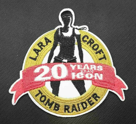 3.75 inches tall, a new Lara Croft. Tomb Raider "20 Years of an Icon" embroidered patch.  Sew on or iron.  New.

Please note we will always combine shipping on like items.  Any additional patch or pin will ship for 50 cent per item.  Any additional payment will be reimbursed to your Paypal account.  Thank You.