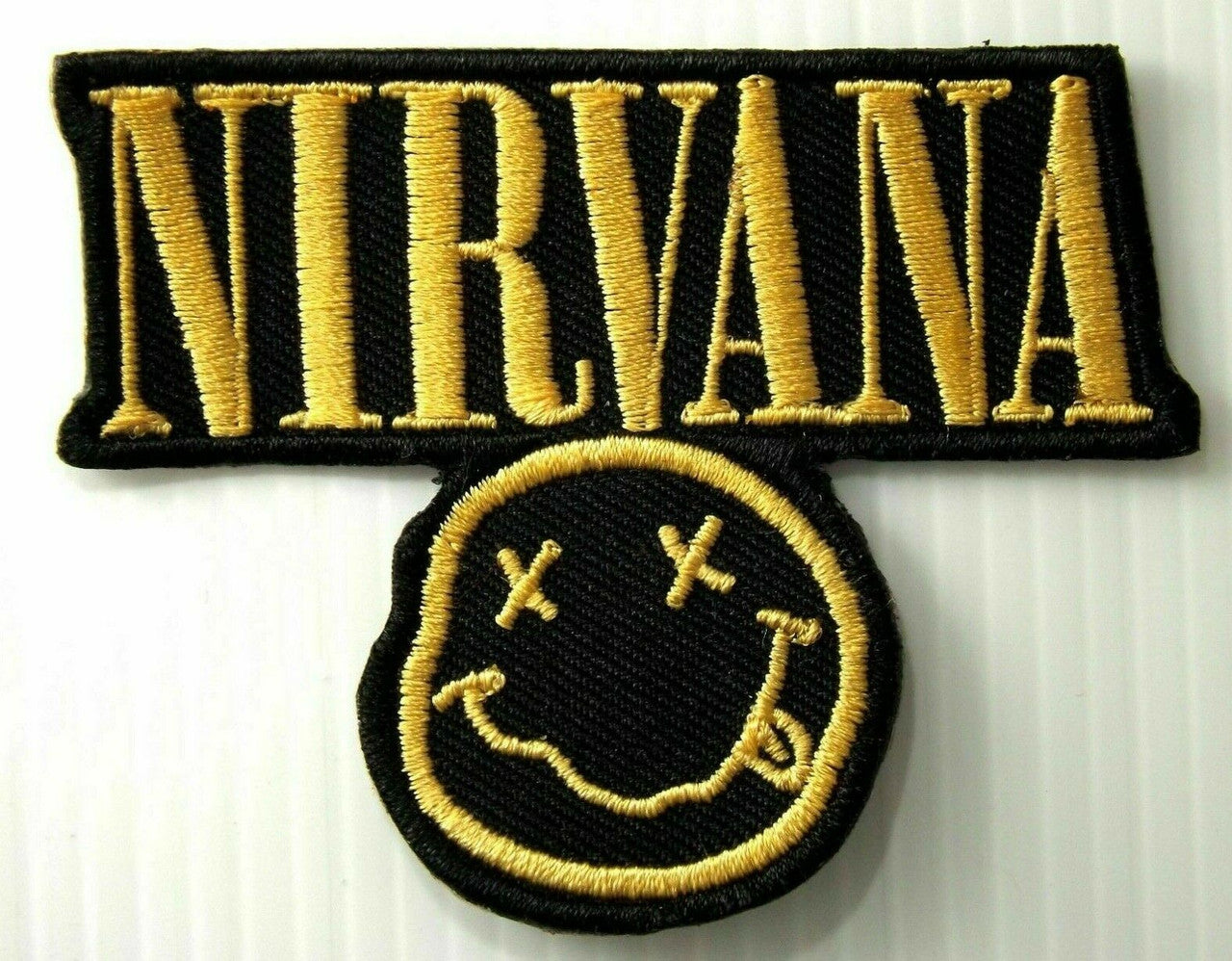 3 inch wide, Nirvana Die Cut logo embroidered patch. Sew on or iron on. New.

Please note we will always combine shipping on like items.  Any additional patch or pin will ship for 50 cent per item.  Any additional payment will be reimbursed to your Paypal account.  Thank You.