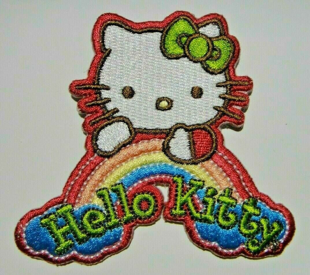 3 1/4 inches tall,  a new Hello Kitty "Rainbow" embroidered patch. Sew on or iron on. New.

Please note we will always combine shipping on like items.  Any additional patch or pin will ship for 50 cent per item.  Any additional payment will be reimbursed to your Paypal account.  Thank You.