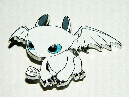 How To Train Your Dragon Movie "Light Fury" Die-Cut Enamel Pin - New