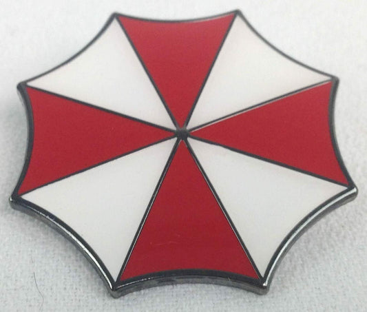 1.25 inches high,  a new Resident Evil:  Umbrella Corporation Logo enamel lapel pin with a clutch back.

Please note we will always combine shipping on like items.  Any additional patch or pin will ship for 50 cent per item.  Any additional payment will be reimbursed to your Paypal account.  Thank You.