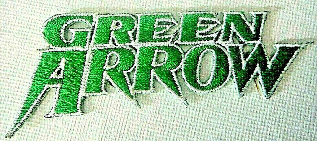 4 inches wide, a new DC Comics, Green Arrow "Die Cut Logo"  Embroidered Patch. Sew on or iron on. 

Please note we will always combine shipping on like items.  Any additional patch or pin will ship for 50 cent per item.  Any additional payment will be reimbursed to your Paypal account.  Thank You.