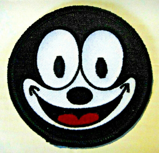 3 1/4 inches in diameter,  a new Felix the Cat "Face"  embroidered patch. Sew on or iron on. 

Please note we will always combine shipping on like items.  Any additional patch or pin will ship for 50 cent per item.  Any additional payment will be reimbursed to your Paypal account.  Thank You.