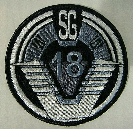 4" diameter, a new Stargate SG-18 Logo jacket patch. Sew or iron on. New. 

Please note we will always combine shipping on like items.  Any additional patch or pin will ship for 50 cent per item.  Any additional payment will be reimbursed to your Paypal account.  Thank You.