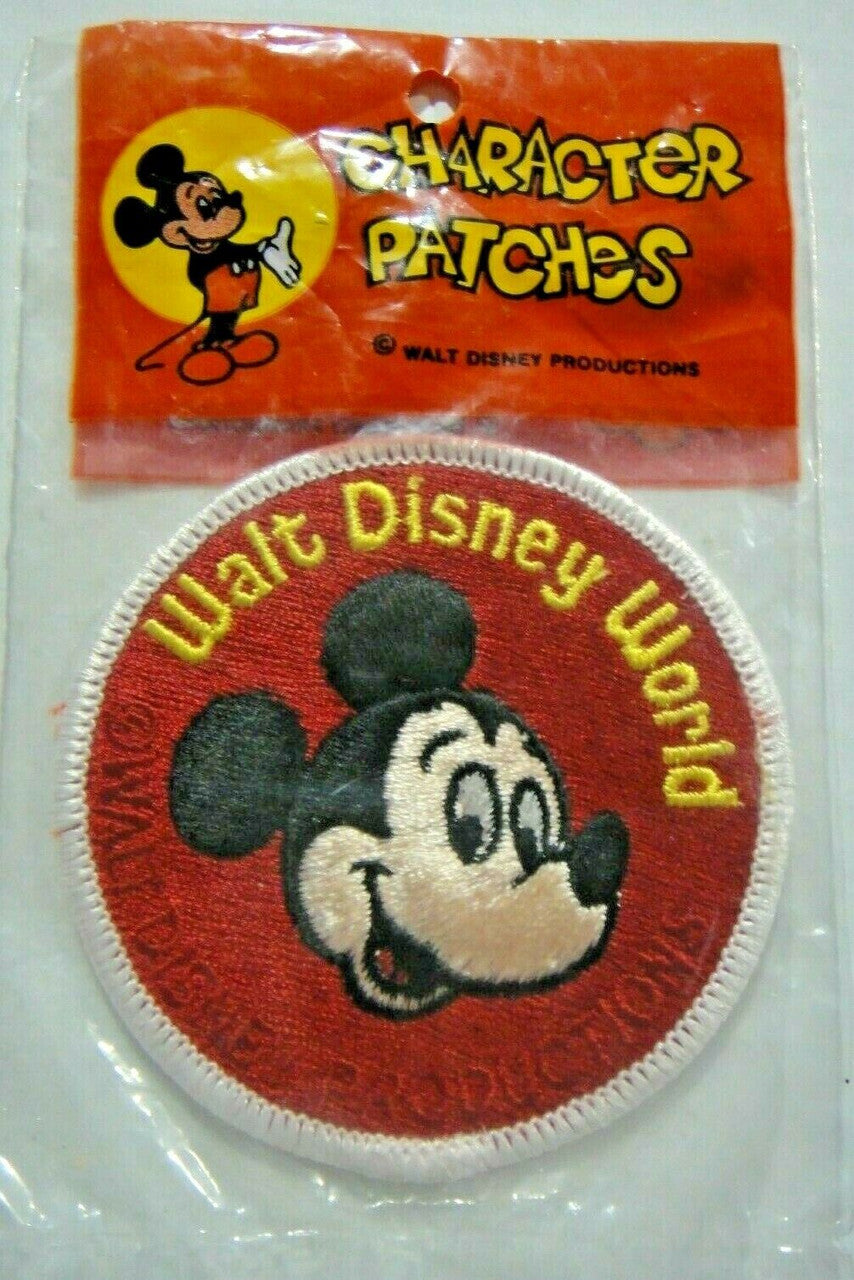 3 inches diameter, a new Mickey Mouse "Walt Disney World" embroidered patch from the 1980's. Licensed Walt Disney Productions. Sew on or Iron on.

Please note we will always combine shipping on like items.  Any additional patch or pin will ship for 50 cent per item.  Any additional payment will be reimbursed to your Paypal account.  Thank You.