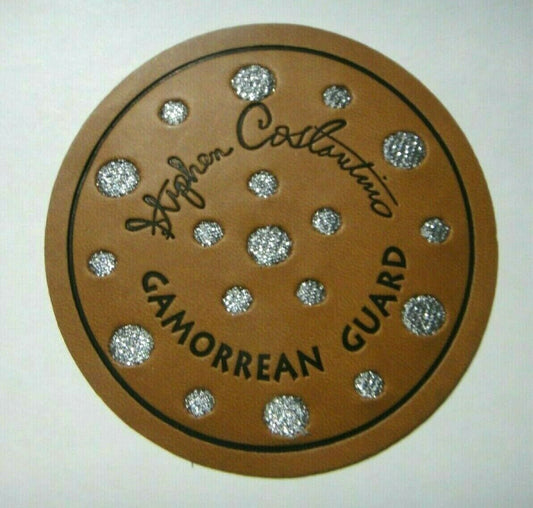 3.75 inches in diameter, a new Star Wars "Gamorrean Guard Leather Patch, with Stephen Costantino Embossed Autograph". Sew on or iron on. New.

Please note we will always combine shipping on like items.  Any additional patch or pin will ship for 50 cent per item.  Any additional payment will be reimbursed to your Paypal account.  Thank You.