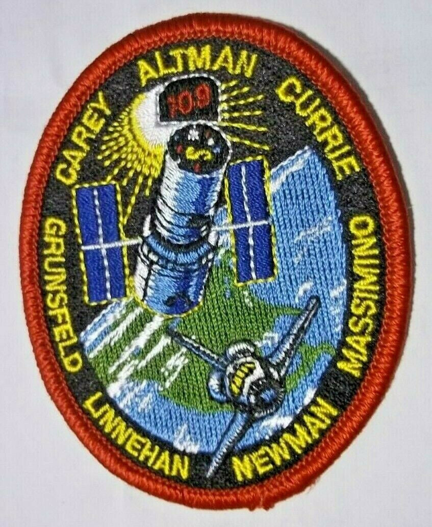 3 1/4 inches wide, a new NASA STS-109 Space Shuttle ISS Mission Logo embroidered patch. A reproduction from of the 2002 mission patch.  Sew or iron on.

Please note we will always combine shipping on like items.  Any additional patch or pin will ship for 50 cent per item.  Any additional payment will be reimbursed to your Paypal account.  Thank You.
