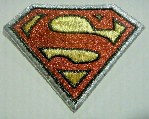 DC Comics Superman "S" Classic Chest Logo (Glitter Thread) Embroidered Patch new