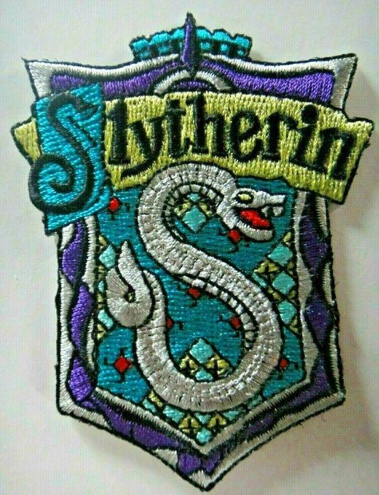 3 3/8 inches tall, Harry Potter "House of Slytherin" embroidered patch.  Sew or iron on. New

Please note we will always combine shipping on like items.  Any additional patch or pin will ship for 50 cent per item.  Any additional payment will be reimbursed to your Paypal account.  Thank You.