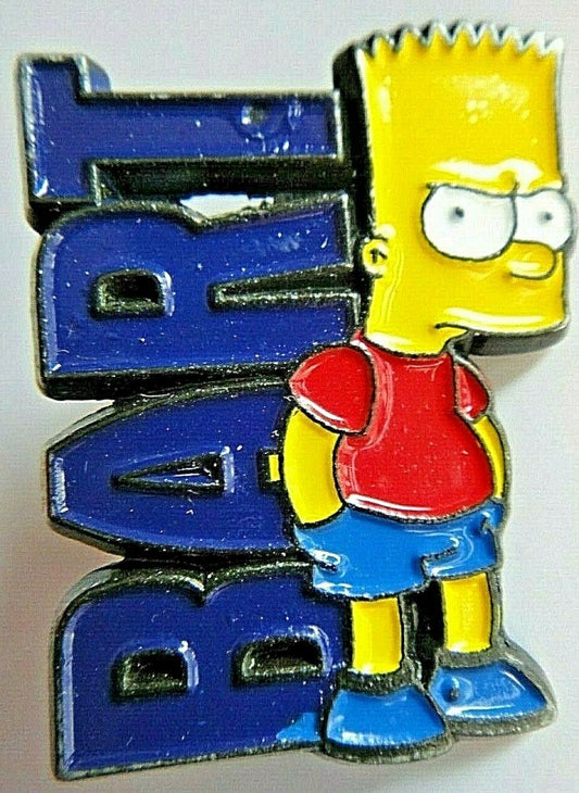 1.25 inch in diameter, a new Simpsons TV series Bart Simpson Enamel Metal Pin with clutch back.

Please note we will always combine shipping on like items.  Any additional patch or pin will ship for 50 cent per item.  Any additional payment will be reimbursed to your Paypal account.  Thank You.