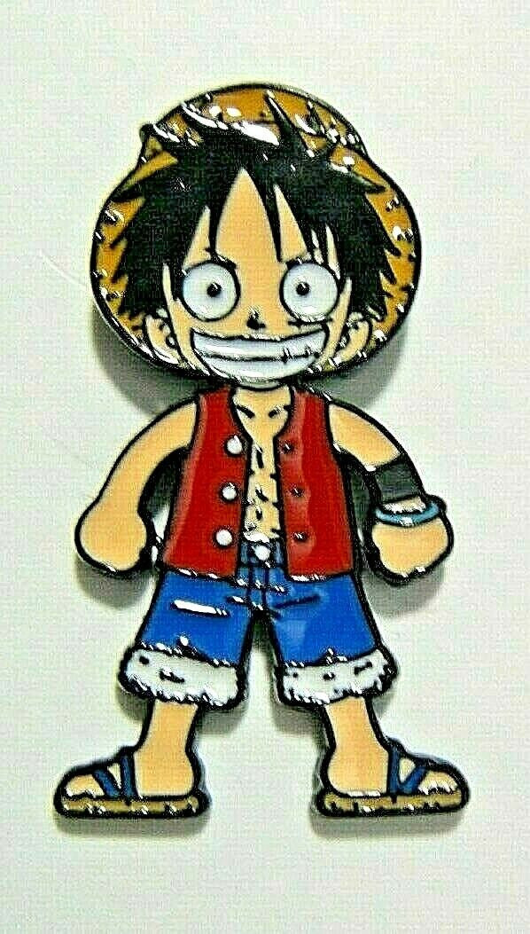 1.5 inches tall, Monkey D. "Straw Hat" Luffy (One Piece) Enamel Pin  with clutch back. New.

Please note we will always combine shipping on like items.  Any additional patch or pin will ship for 50 cent per item.  Any additional payment will be reimbursed to your Paypal account.  Thank You.