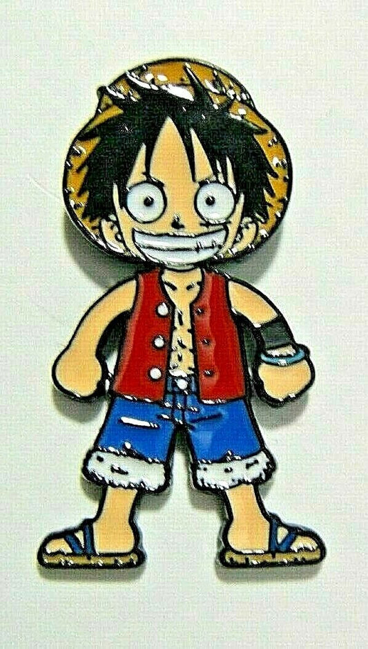1.5 inches tall, Monkey D. "Straw Hat" Luffy (One Piece) Enamel Pin  with clutch back. New.

Please note we will always combine shipping on like items.  Any additional patch or pin will ship for 50 cent per item.  Any additional payment will be reimbursed to your Paypal account.  Thank You.