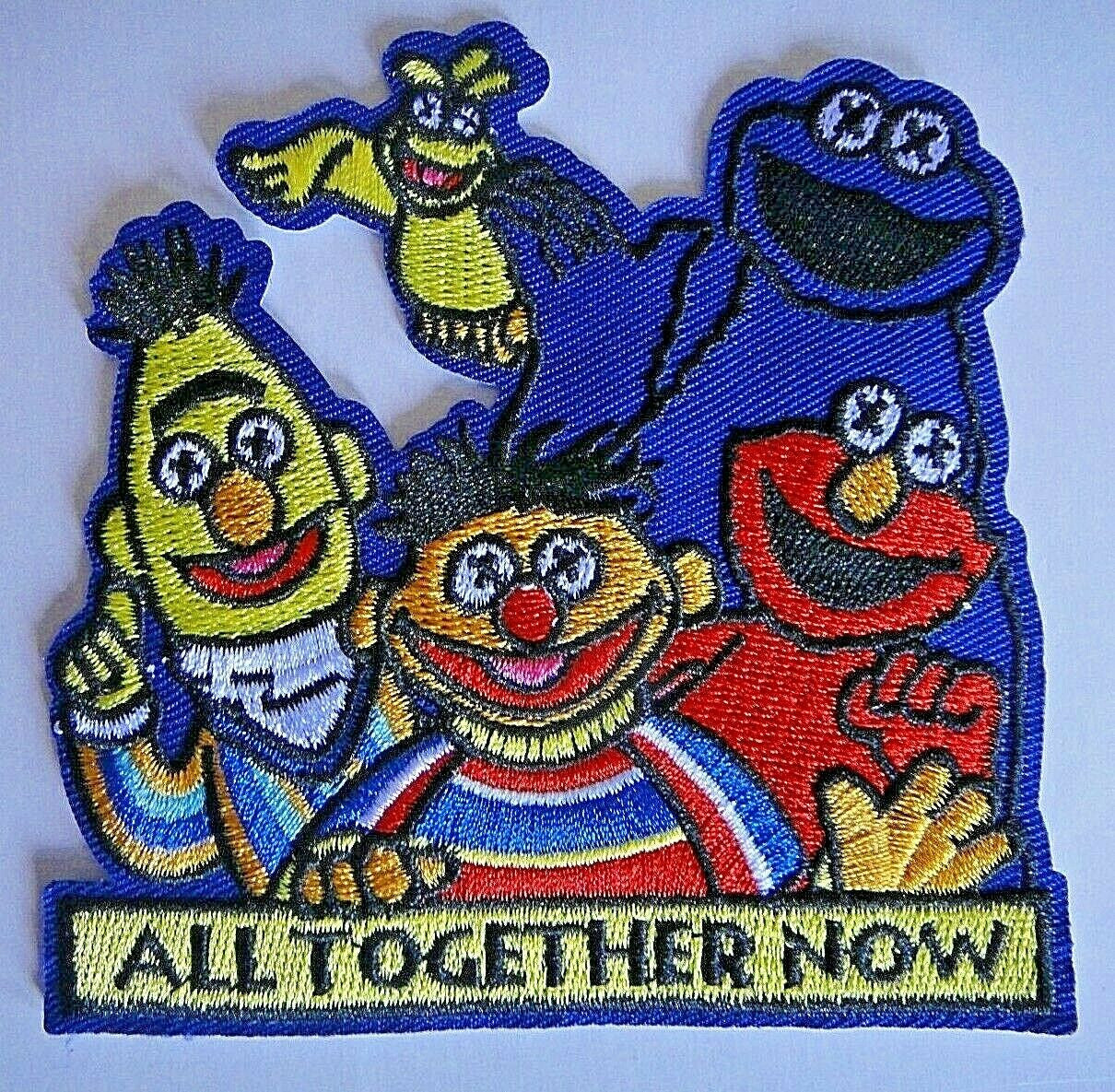 4 inches wide, a new Sesame Street "All Together Now" embroidered patch. Sew on or iron on. New.

Please note we will always combine shipping on like items.  Any additional patch or pin will ship for 50 cent per item.  Any additional payment will be reimbursed to your Paypal account.  Thank You.