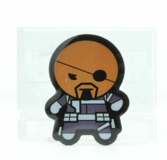 1.25  inches tall,  Nick Fury Kawaii Style Enamel Lapel Pin with clutch back. New.  

Please note we will always combine shipping on like items.  Any additional patch or pin will ship for 50 cent per item.  Any additional payment will be reimbursed to your Paypal account.  Thank You.