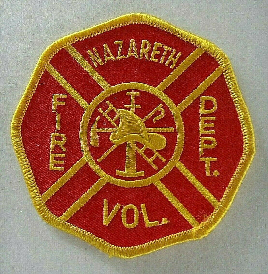 3 3/4 inches wide  a new Nazareth, PA Volunteer Fire Department shoulder embroidered patch. Sew on or iron on. New.
Part of my patch collection acquired over 25 years. 

Please note we will always combine shipping on like items.  Any additional patch or pin will ship for 50 cent per item.  Any additional payment will be reimbursed to your Paypal account.  Thank You.
