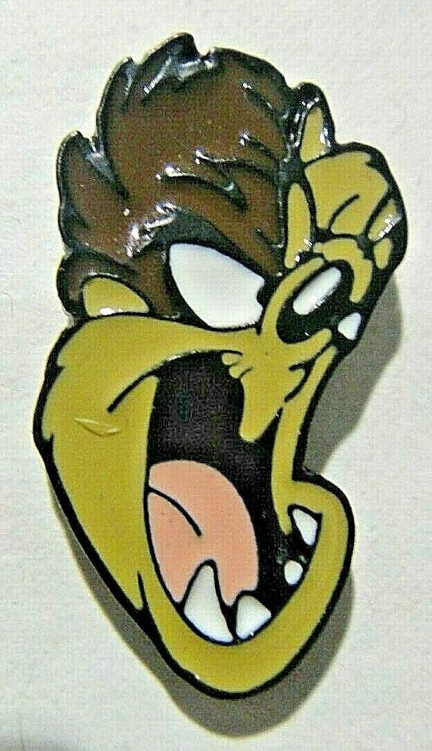  1 1/8 inches tall, a new Tasmanian Devil or "TAZ" Face enamel pin with clutch back.

Please note we will always combine shipping on like items.  Any additional patch or pin will ship for 50 cent per item.  Any additional payment will be reimbursed to your Paypal account.  Thank You.
