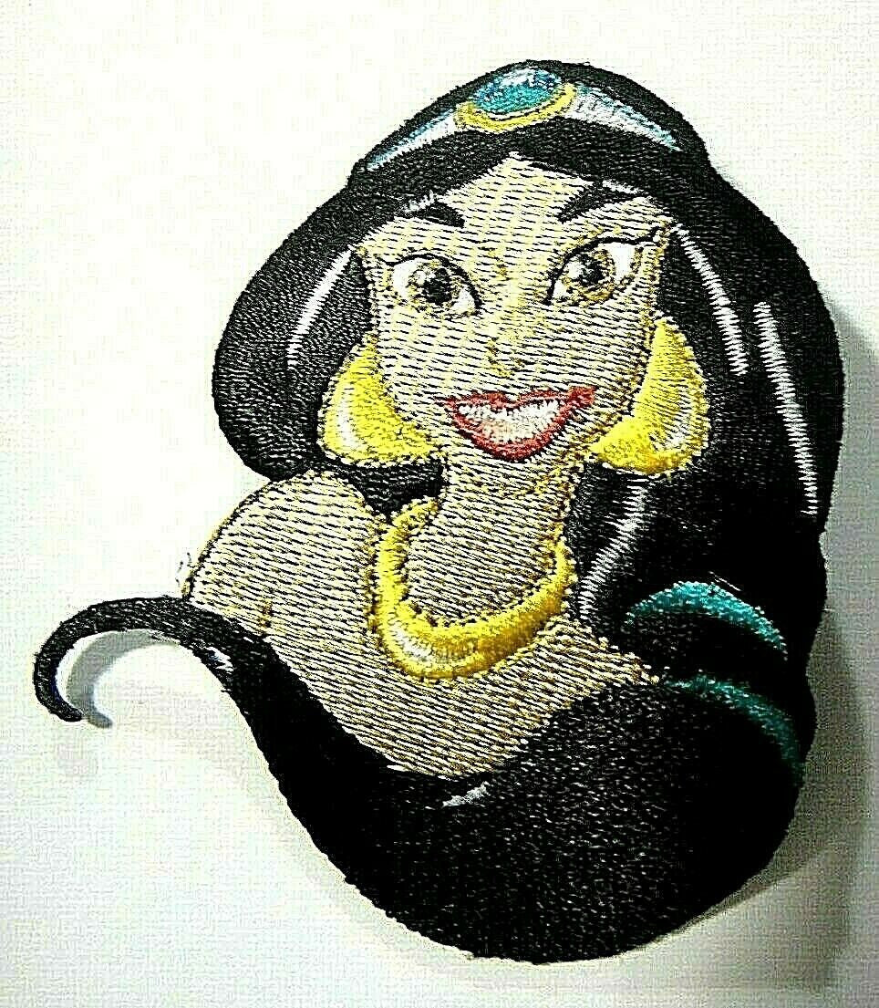3.3 inches tall , a new Alladin, Jasmine "Portrait" embroidered patch. Sew on or iron on. New.

Please note we will always combine shipping on like items.  Any additional patch or pin will ship for 50 cent per item.  Any additional payment will be reimbursed to your Paypal account.  Thank You.