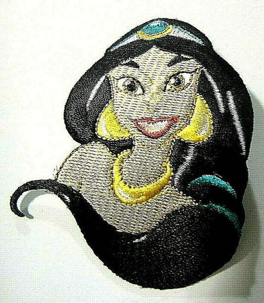 3.3 inches tall , a new Alladin, Jasmine "Portrait" embroidered patch. Sew on or iron on. New.

Please note we will always combine shipping on like items.  Any additional patch or pin will ship for 50 cent per item.  Any additional payment will be reimbursed to your Paypal account.  Thank You.