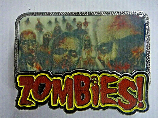 New Walking Dead "Zombie" enamel Belt Buckle.  The belt buckle measures 3.75 inches wide by 2.75 inches tall.  The buckle will accommodate a belt strap upto to 1.5 inches wide.   A web belt or any belt strap is not included,  only the buckle described.   

Please note we will always combine shipping on like items.  Any additional patch or pin will ship for 50 cent per item.  Any additional payment will be reimbursed to your Paypal account.  Thank You.
