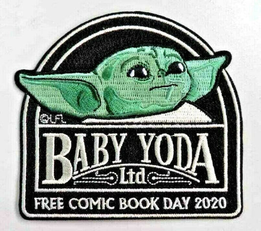 3 3/4 inches wide, a new Star Wars Star Wars, Baby Yoda Ltd. "Free Comic Book Day 2020" embroidered patch. Sew on or iron on. New.

Please note we will always combine shipping on like items.  Any additional patch or pin will ship for 50 cent per item.  Any additional payment will be reimbursed to your Paypal account.  Thank You.