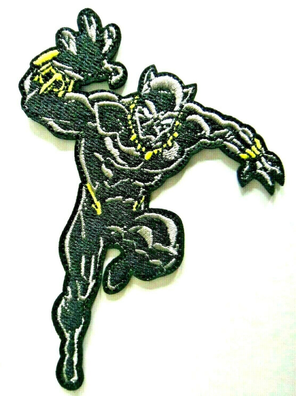 4 1/2 inches wide. A new  Black Panther "Pouncing" embroidered patch. Sew or iron on. New.

Please note we will always combine shipping on like items.  Any additional patch or pin will ship for 50 cent per item.  Any additional payment will be reimbursed to your Paypal account.  Thank You.