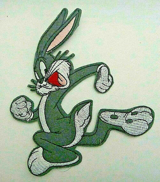 5 1/4 inches tall, a new Bugs Bunny "Running" (Looney Tunes) x-large embroidered patch. Sew or iron on.

Please note we will always combine shipping on like items.  Any additional patch or pin will ship for 50 cent per item.  Any additional payment will be reimbursed to your Paypal account.  Thank You.