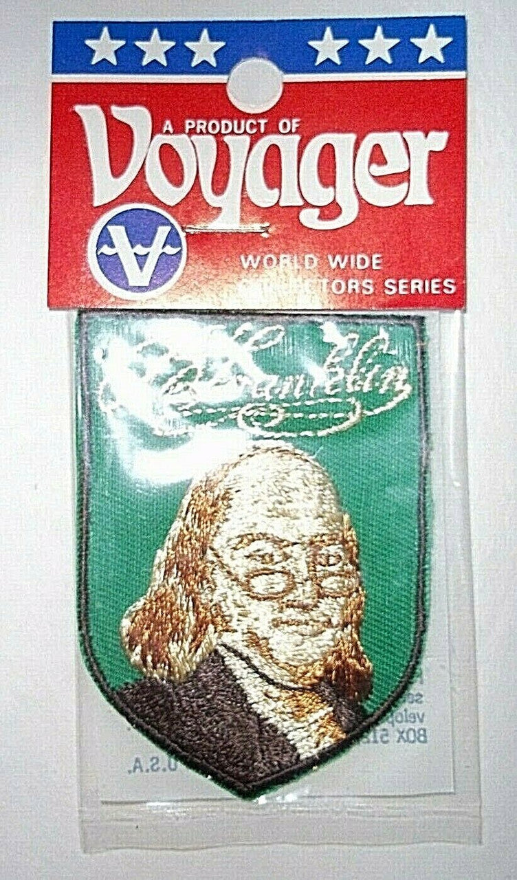 2. 3/4 inches tall, a new Voyager Emblems 1970s - Ben Franklin Embroidered Patch -new


Please note we will always combine shipping on like items.  Any additional patch or pin will ship for 50 cent per item.  Any additional payment will be reimbursed to your Paypal account.  Thank You.