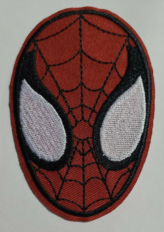 3.75 inches tall, a new the Amazing Spider-Man "Face" embroidered patch. Sew on or Iron on.  

Please note we will always combine shipping on like items.  Any additional patch or pin will ship for 50 cent per item.  Any additional payment will be reimbursed to your Paypal account.  Thank You.