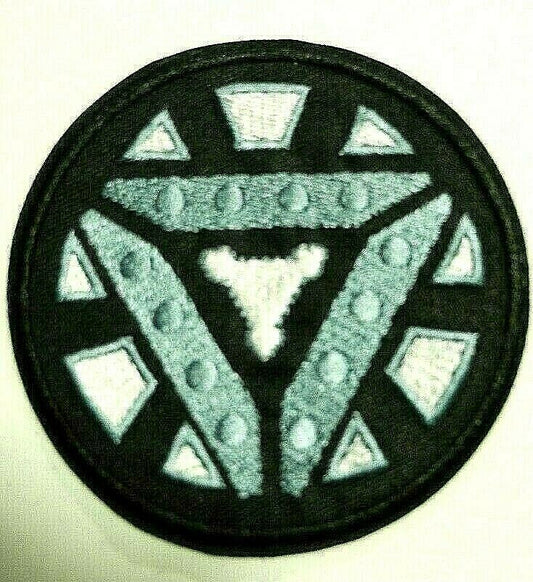 3.5 inches tall, a new Marvel Comics Iron Man Chest Arc Reactor embrodiered patch. Sew on or iron on. 

Please note we will always combine shipping on like items.  Any additional patch or pin will ship for 50 cent per item.  Any additional payment will be reimbursed to your Paypal account.  Thank You.