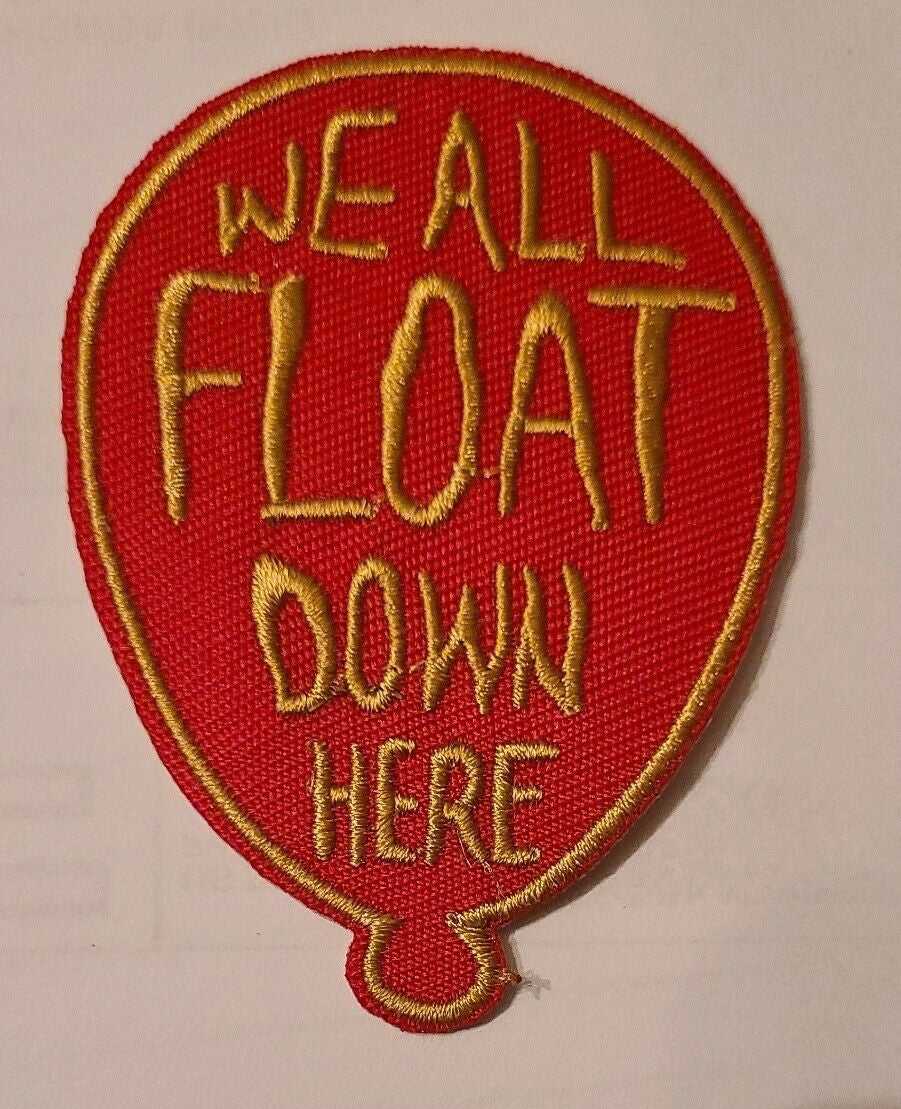 3 inches tall,  a new We All Float Down Here "Pennywise IT" (Stephen King) Embroidered patch.  Sew on or iron.
 
Please note we will always combine shipping on like items.  Any additional patch or pin will ship for 50 cent per item.  Any additional payment will be reimbursed to your Paypal account.  Thank You.
