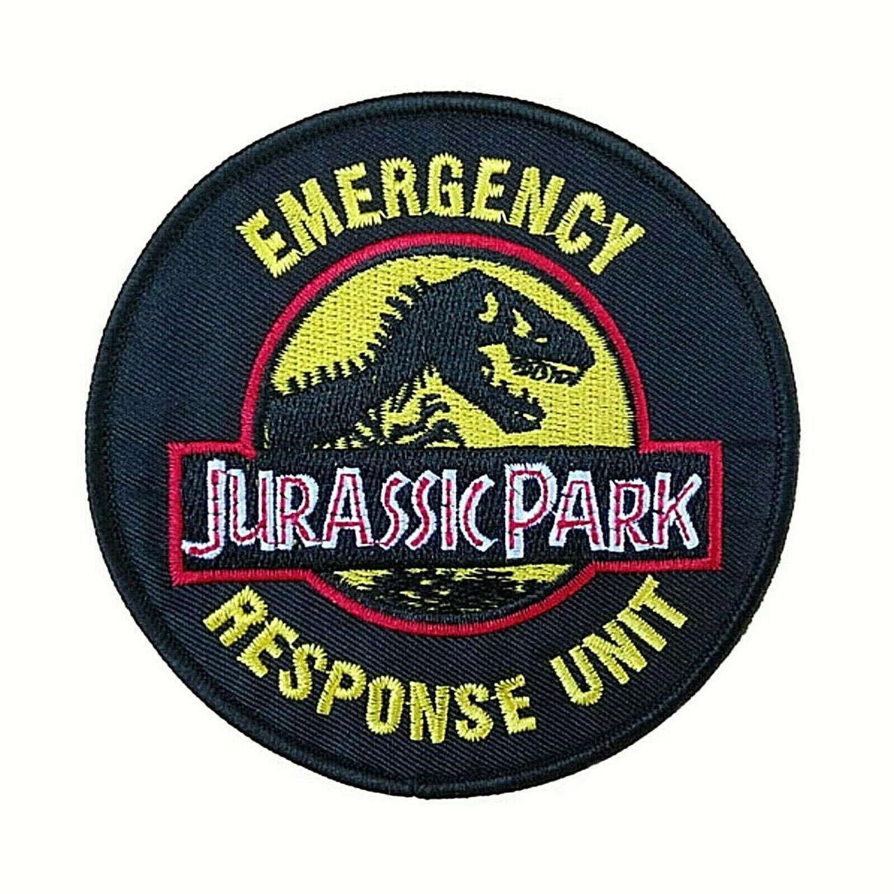 3 inches in diameter, Jurassic Park Emergency Response Unit embroidered patch.  Sew or iron on. New

Please note we will always combine shipping on like items.  Any additional patch or pin will ship for 50 cent per item.  Any additional payment will be reimbursed to your Paypal account.  Thank You.