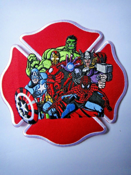  6 inches diameter, Marvel Universe fire department embroidered jacket patch. Sew on or iron.

Please note we will always combine shipping on like items.  Any additional patch or pin will ship for 50 cent per item.  Any additional payment will be reimbursed to your Paypal account.  Thank You.